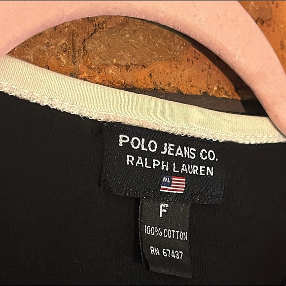 Ralph Lauren Polo Jeans U.S.A Flag Embroidered Black T-Shirt - Picture 4 of 4
